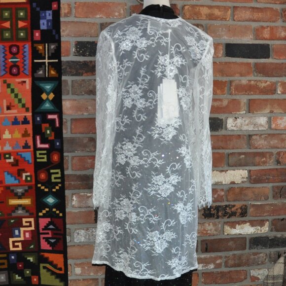 Calla Blanche Ivory White Sheer Lace Robe, Bell Sleeves. New with tags. M - Picture 4 of 10
